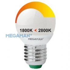 MEG MM08756 MEGAMAN MM08756  A45 LED E27 5.5W 2700K-&gt;1800K 470lm 330?  EAN: 4892657087567   Op bestelling, geen terugname